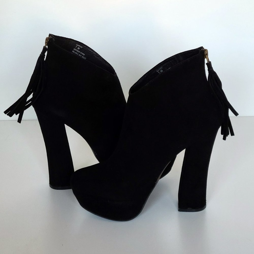 Black Suede Steve Madden Gavvin Platform Booties Size 7.5 - Picture 5 of 7